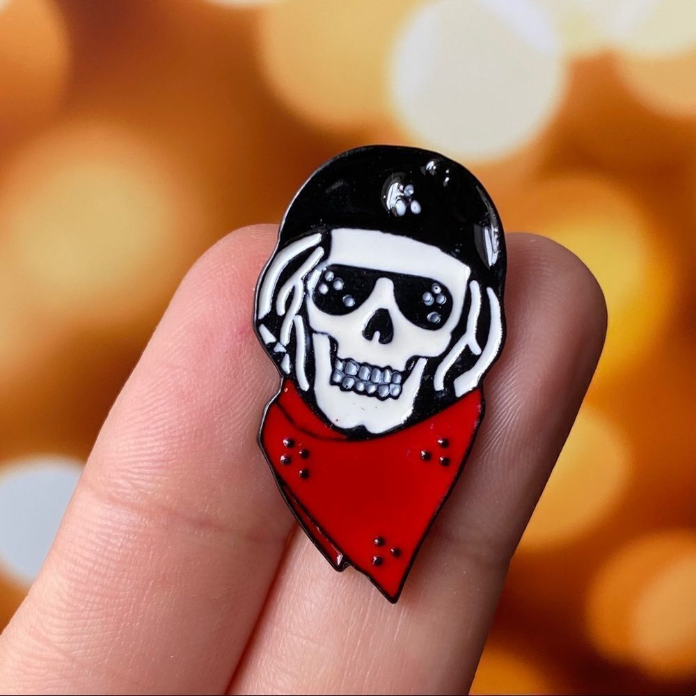 Biker Skull Dude Enamel Pin/ Brooch Lapel